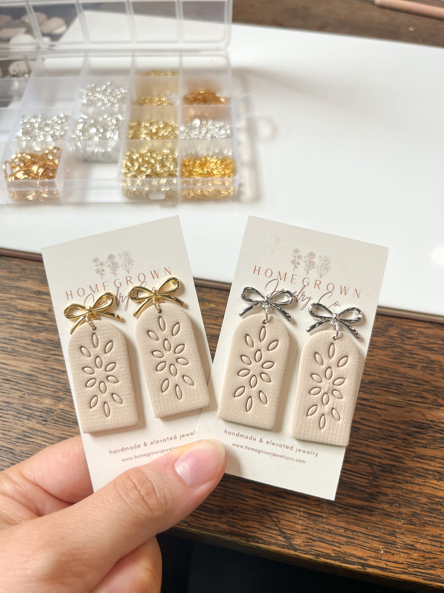 Tan Stamped Drops