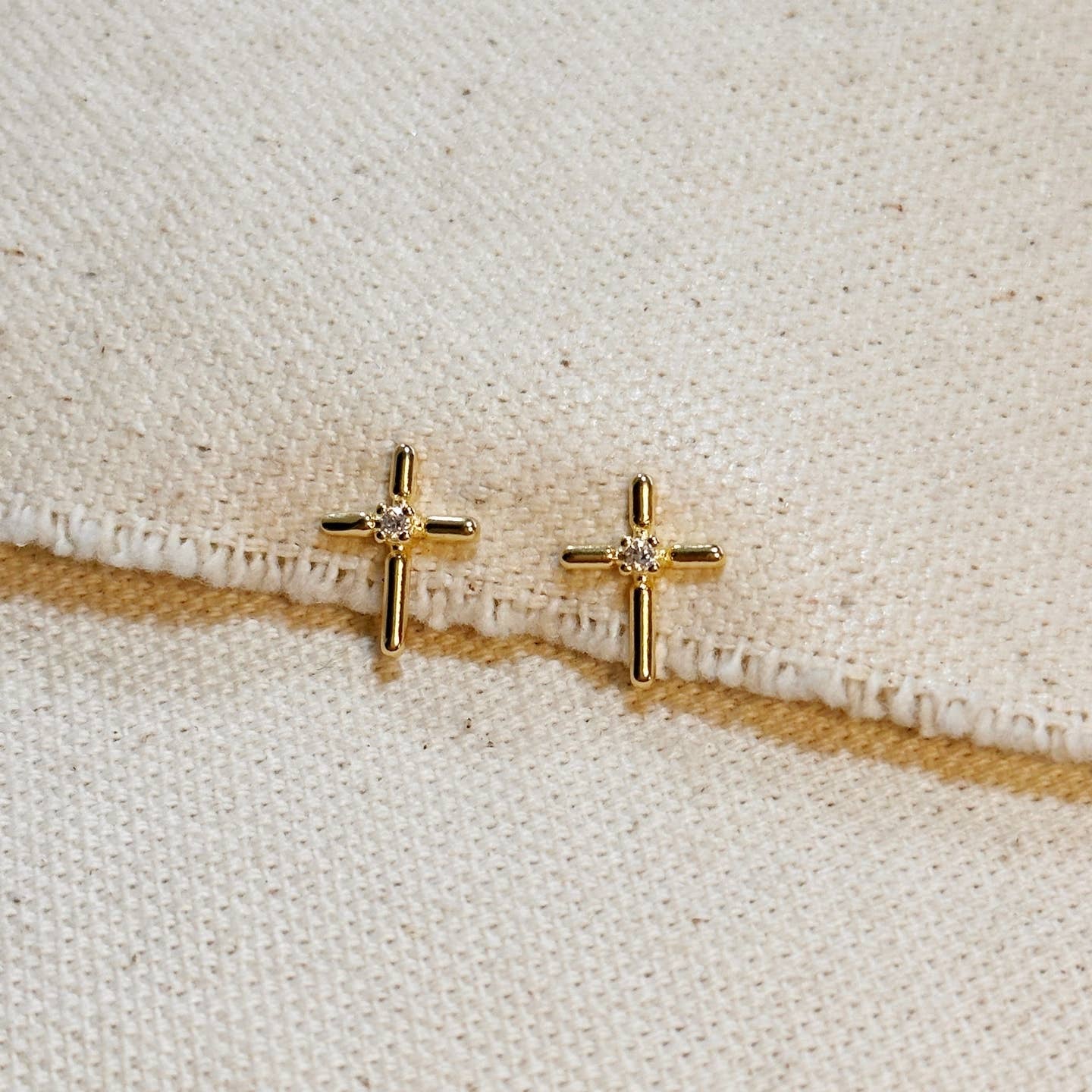 PREORDER Gold-Filled Cross CZ Studs