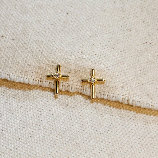 PREORDER Gold-Filled Cross CZ Studs