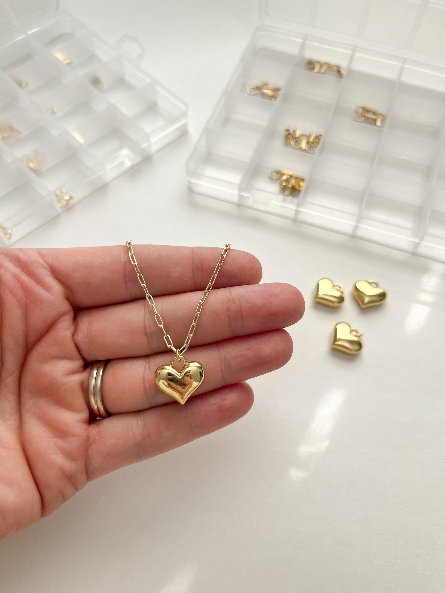 Chunky Heart Charm - Gold Filled