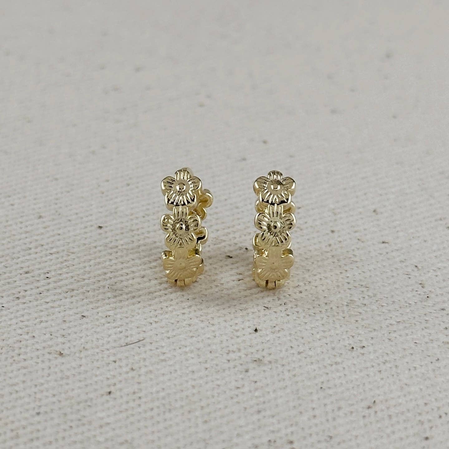 PREORDER Gold-Filled Flower Huggie Hoops