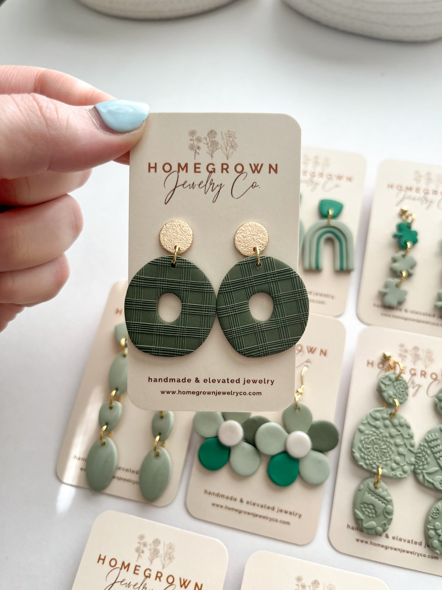 Dark Green Plaid Dangles