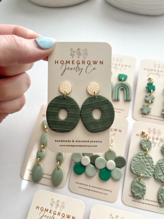 Dark Green Plaid Dangles