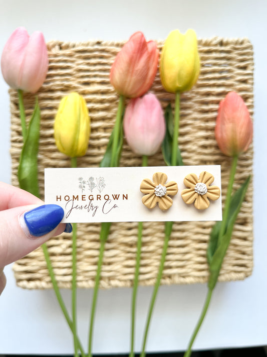 Yellow Flower Studs