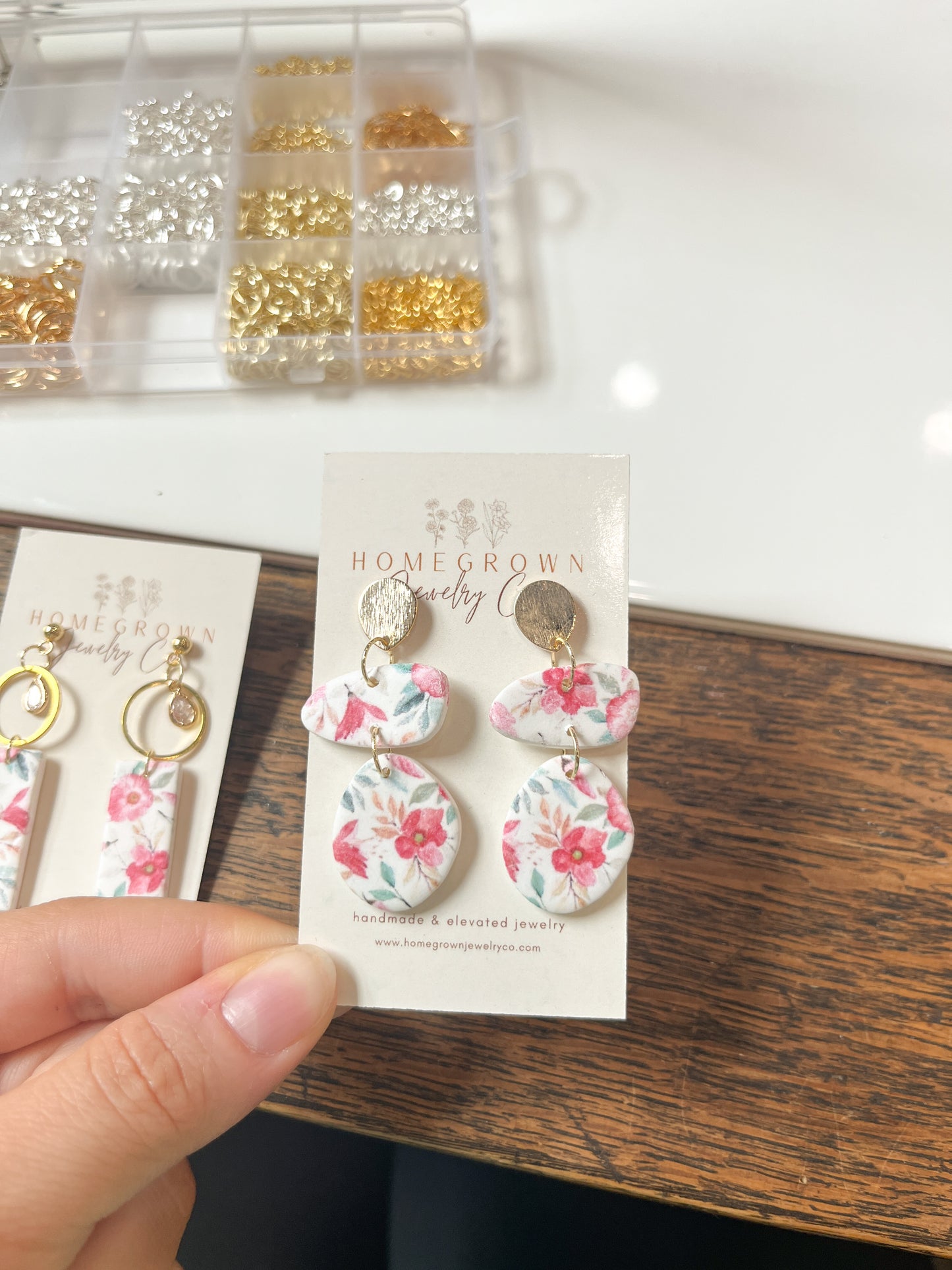 Pink Floral Dangles