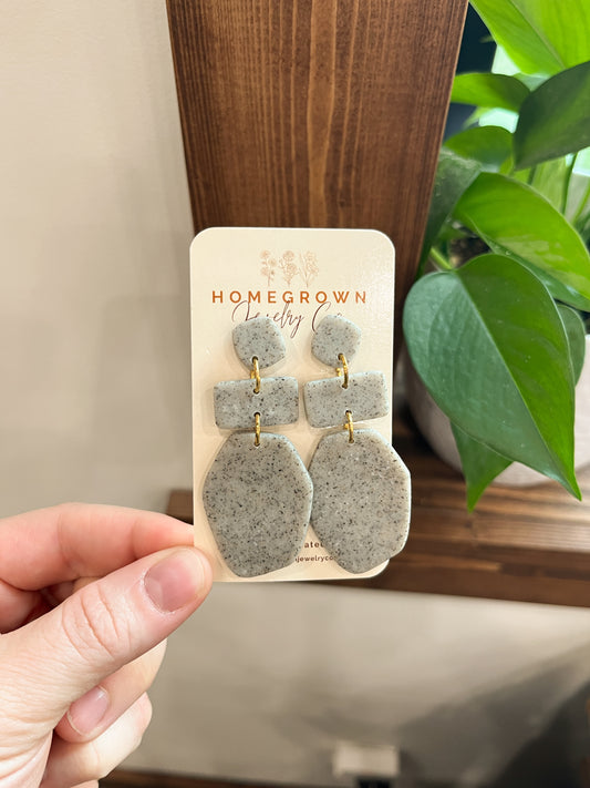 Gray Speckled Statement Dangles