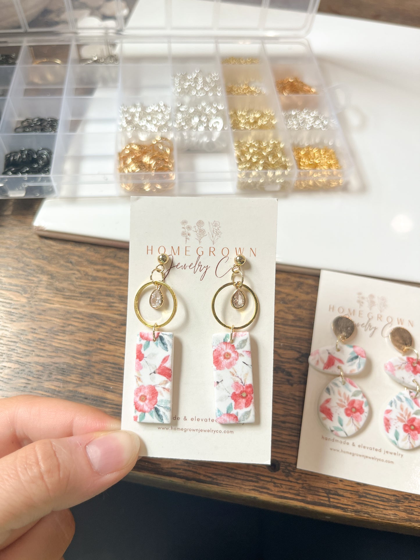 Pink Floral Dangles