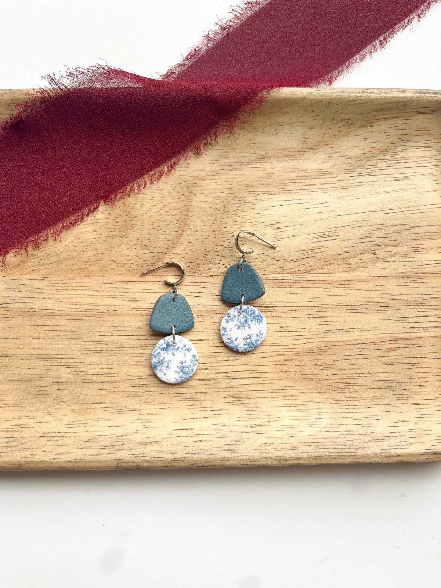 NEW Silver Blue Floral Drops