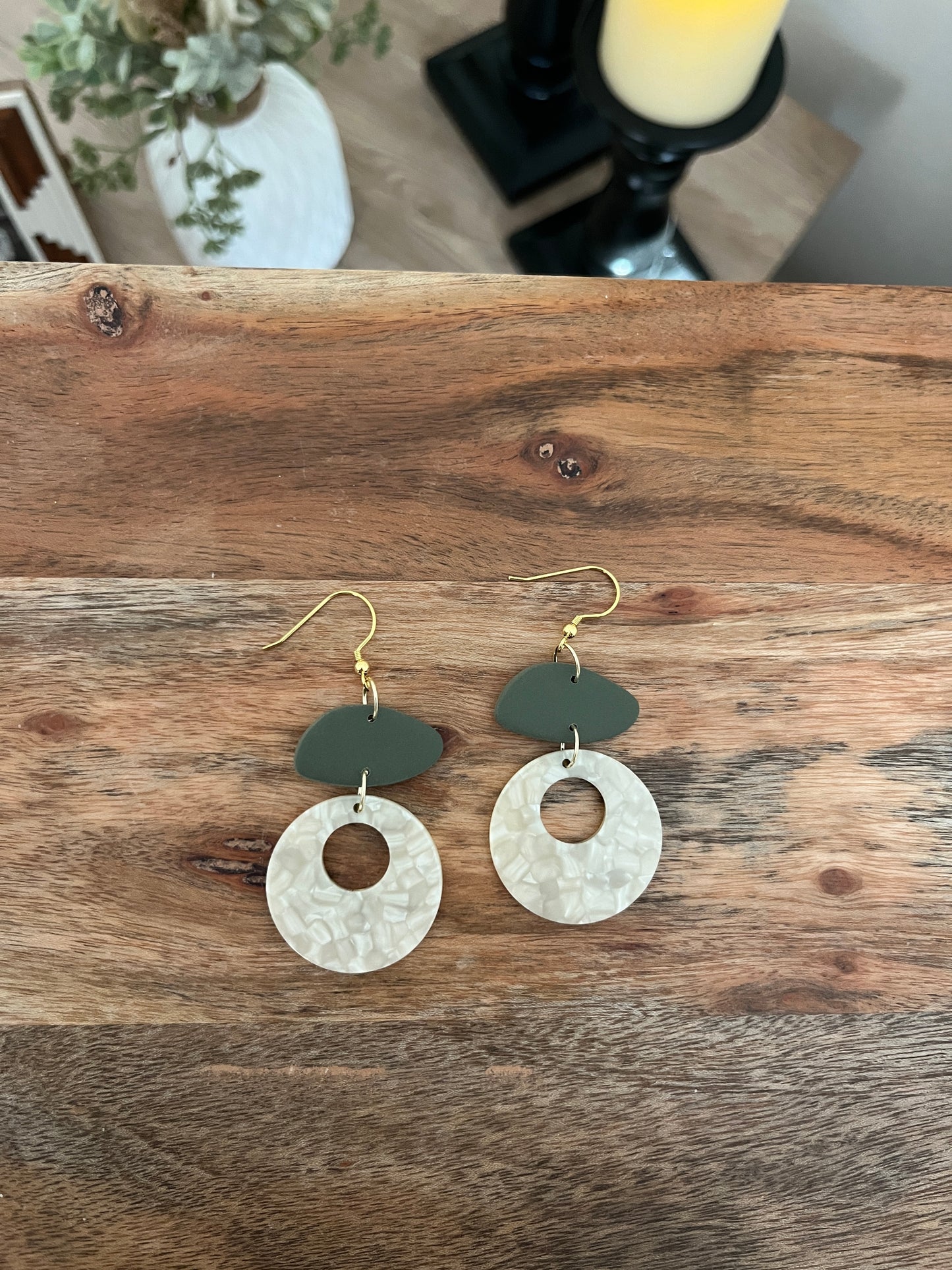 NEW Green & White Dangles