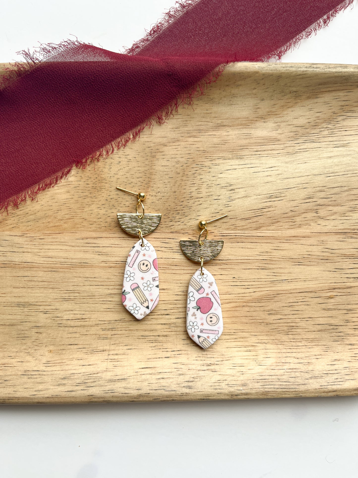 NEW Gold Pencil Pattern Dangles