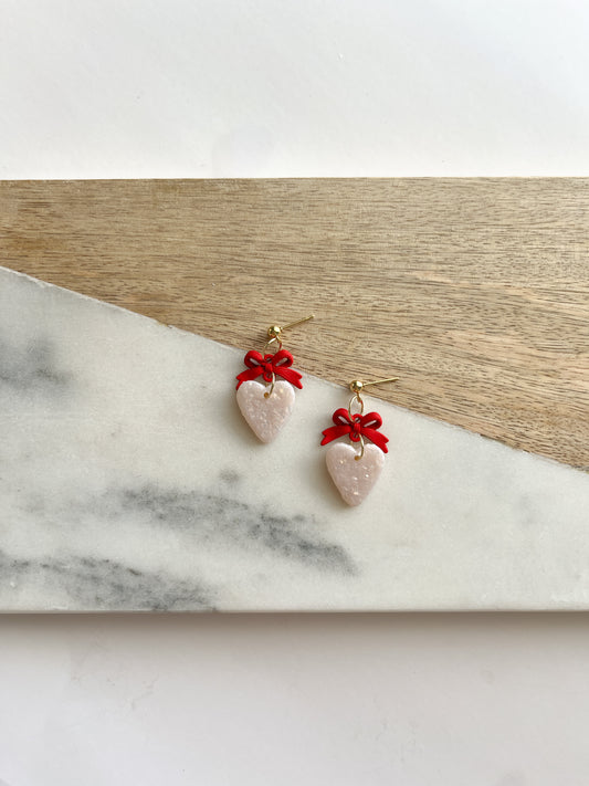 Red Bow & Opal Hearts