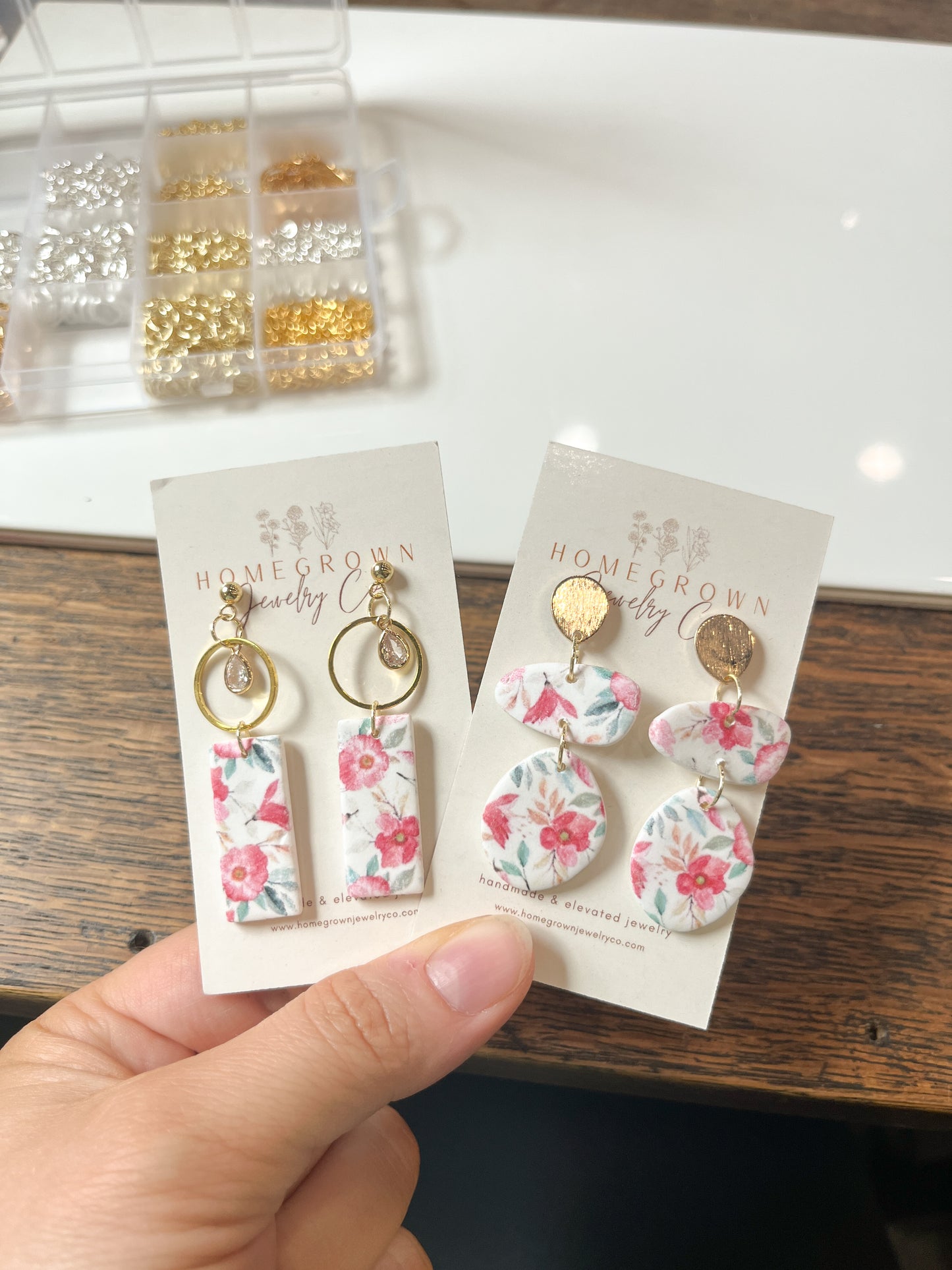 Pink Floral Dangles